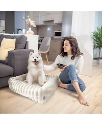 Elle Decor Square Plush Pet Cuddler Bed, Stylish and Comfortable Bedding for Dogs Cats