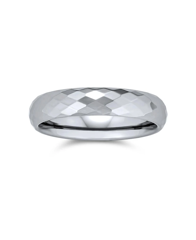 Bling Jewelry Multi Faceted Prism Cut Titanium Band Rings Silver Tone Comfort Fit 5MM