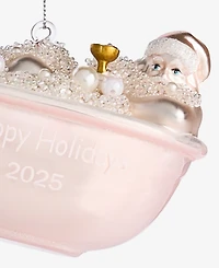Holiday Lane Pastel Shine Pink Bathtub Santa Ornament, Macy's Exclusive