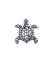 Bling Jewelry Set of 2 Oval Round Nautical Sea Turtle Charm Bead in Oxidized Sterling Silver