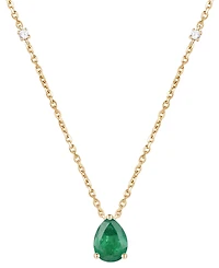 Emerald (1 ct. t.w.) & Diamond (1/20 17" Pendant Necklace 14k Gold (Also Ruby and Sapphire)