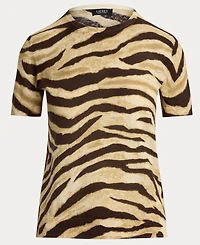 Lauren Ralph Women's Print Linen-Cotton Short-Sleeve Sweater