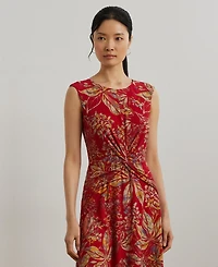 Lauren Ralph Women's Floral Twist-Front Stretch Jersey Dress