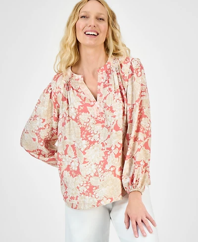 Nautica Jeans Women's Long Sleeve Floral Tunic Top