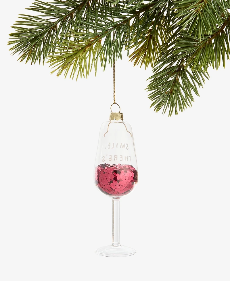 Holiday Lane Burgundy Sequin Wine Glass Ornament, Macy's Exclusive