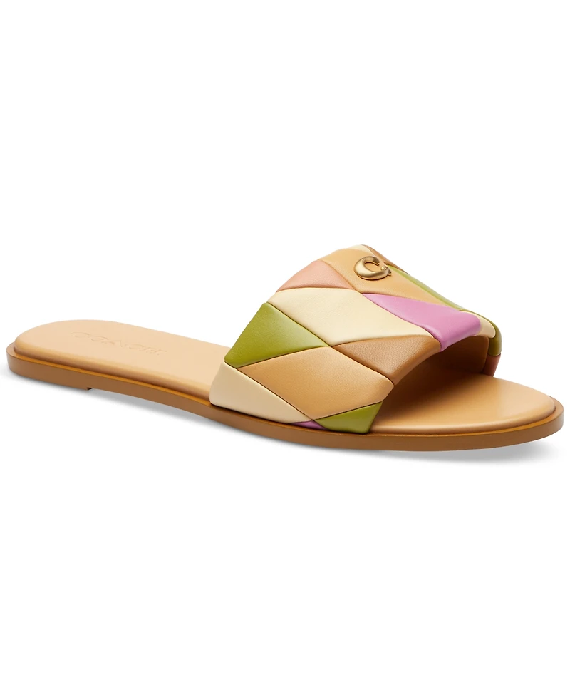 Coach Women's Holly Quilted Puffy "C" Slide Flat Sandals