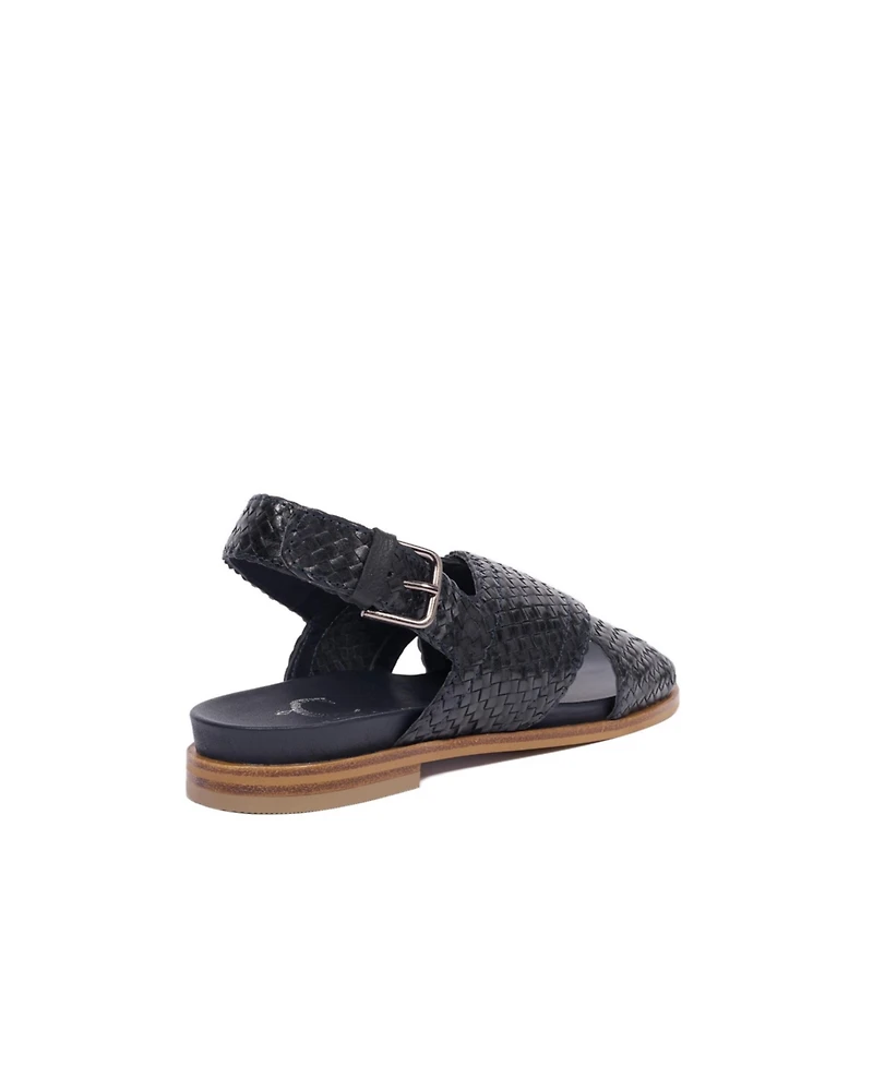 Leather Woven Crossover Sandal