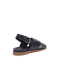 Leather Woven Crossover Sandal