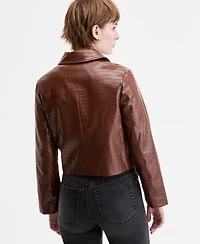 CoffeeShop Juniors' Croc-Embossed Faux-Leather Barn Jacket