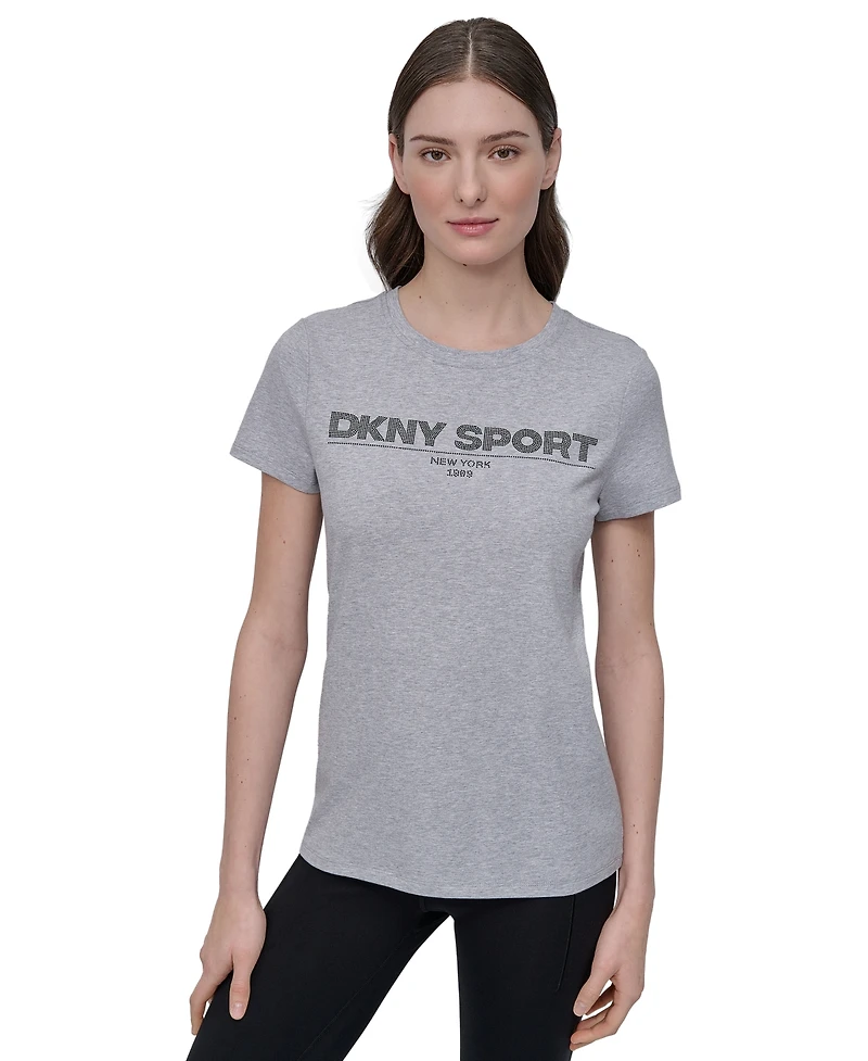 Dkny Sport Women's Cotton-Blend Rhinestone-Logo T-Shirt