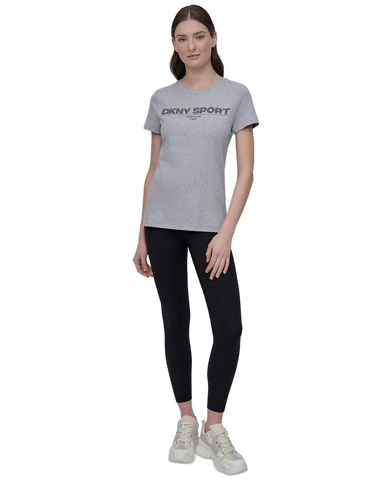 Dkny Sport Women's Cotton-Blend Rhinestone-Logo T-Shirt