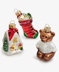 Holiday Lane Heritage Set of 6 Glass Macy's Ornaments, Macy's Exclusive