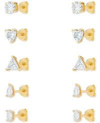 Giani Bernini 5-Pc. Set Mixed Cut Cubic Zirconia Stud Earrings in 18k Gold-Plated Sterling Silver, Exclusively at Macy's