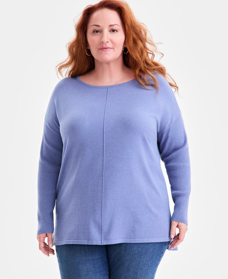 Style & Co Plus Knit Seam-Front Tunic Top, Exclusively Macy's
