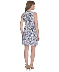 Tommy Hilfiger Women's Helena Square-Neck Floral Hopsack Sheath Dress