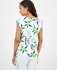 I.n.c. International Concepts Petite Cotton Printed V-Neck Top, Exclusively at Macy's