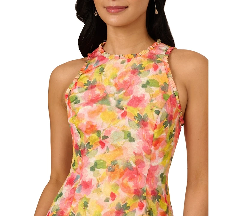 Adrianna Papell Women's Floral-Print Ruffle-Trim Dress