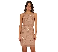 Adrianna Papell Women's Boat-Neck Embellished Sheath Dress