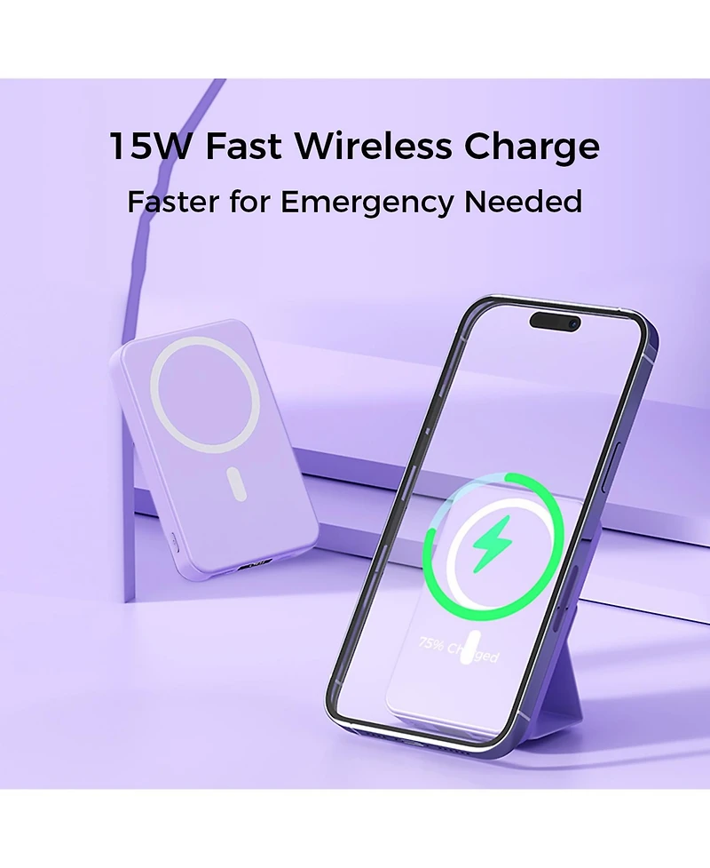 10000mAh Portable Magnetic Wireless Charge Power Bank w/ Phones Stand