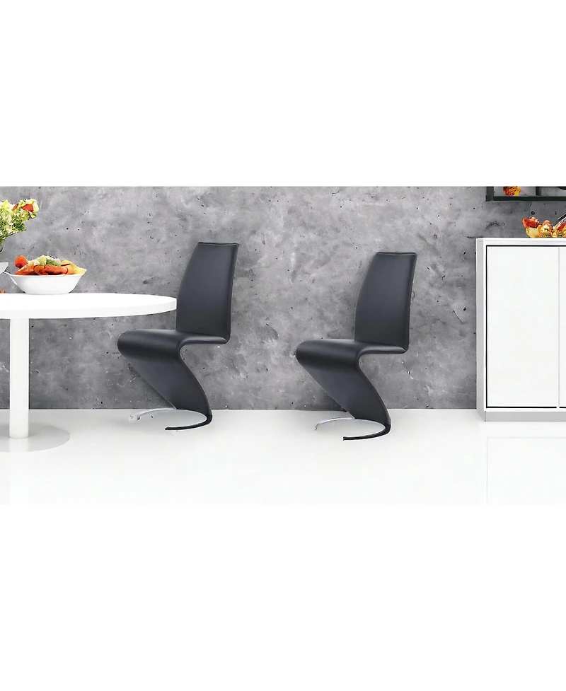 Faux Leather Dining Chairs Set of 2 Upholstered Parsons Style for Home or Office