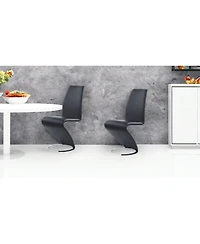 Faux Leather Dining Chairs Set of 2 Upholstered Parsons Style for Home or Office