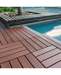 Streamdale Interlocking Deck Tiles, 44 Pack, 12"x12", Waterproof, Red/Brown