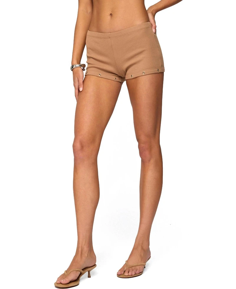Edikted Women's Hasel Grommet Ribbed Shorts