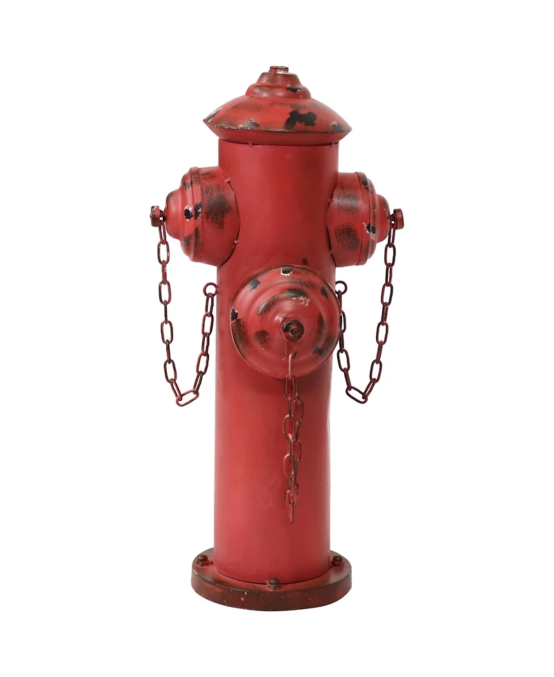 Metal Fire Hydrant Outdoor Garden Statue Decor with Red Finish
