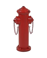 Metal Fire Hydrant Outdoor Garden Statue Decor with Red Finish