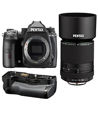 Pentax K-3 Mark Iii Aps-c-Format Dslr Camera, Black With Hd Da 55-300mm f/4.5-6.3 Ed Plm Wr Re Telephoto Zoom Lens with Pentax D-BG8 Battery Grip Blac