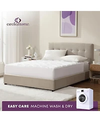 Circleshome Double Puff Microfiber Fleece Mattress Pad White