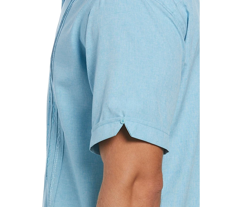 Cubavera Men's Geo Embroidered Panel Chambray Shirt