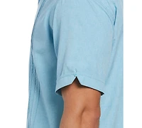 Cubavera Men's Geo Embroidered Panel Chambray Shirt