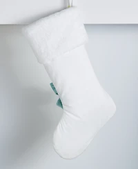 Holiday Lane Opulence Fuzzy White Blue Bow Stocking, Macy's Exclusive