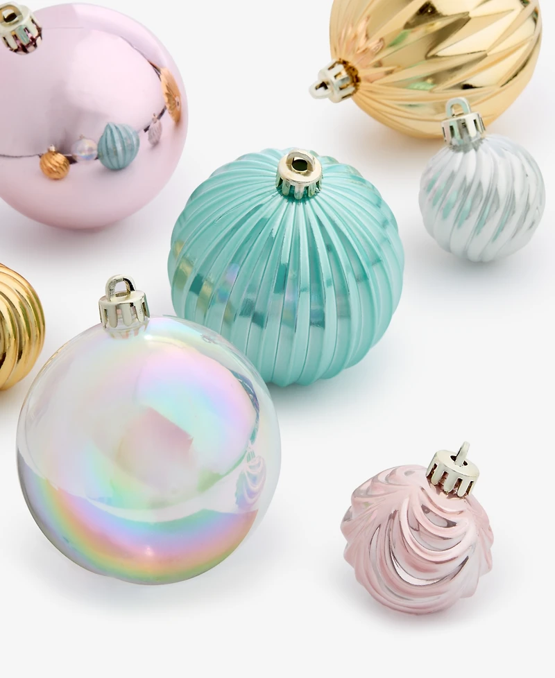 Holiday Lane Opulence Set of 50 Shatterproof Pink Gold and Blue Iridescent Ball Ornaments, Macy's Exclusive
