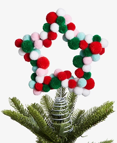 Holiday Lane Pom Pom Star Tree Topper, Macy's Exclusive