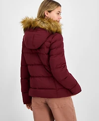 Maralyn & Me Juniors' Faux-Fur Hooded Puffer Coat