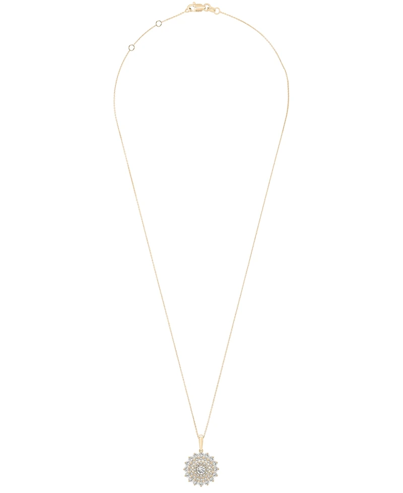 Wrapped in Love Diamond Flower Cluster Pendant Necklace (1 ct. t.w.) in 14k Gold, 18" + 2" extender, Exclusively at Macy's