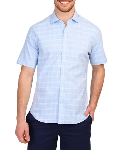 Tb Marketplace Men's Stylish Cotton Windowpane Short Sleeve Shirt for Men