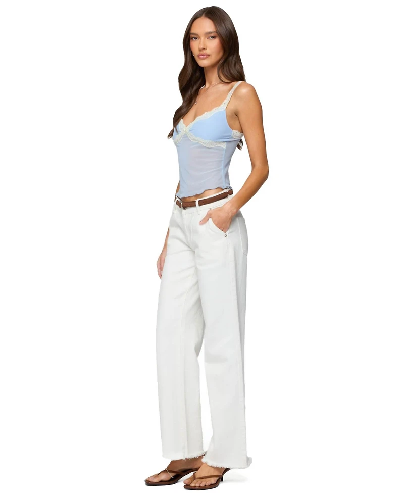 Edikted Women's Contrast Lacey Mesh Tank Top