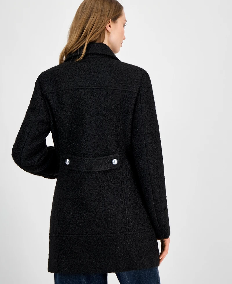 Maralyn & Me Juniors' Button-Front Boucle Coat