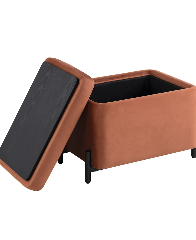 Lifestyle Solutions 24" Velvet Kyoto Small Storage Ottoman