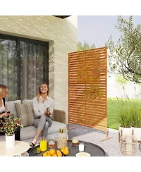 Outsunny Metal Outdoor Privacy Screen with Sd Outdoor Divider,