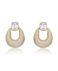 14k Gold Plated Puffed U-Shaped Front-Facing Dangle Earrings