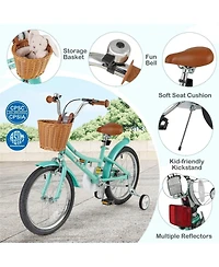 16/18 Inch Kids Bike with Training Wheels, 2 Brake System, and Adjustable Seat for Ages 4-8