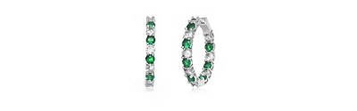 Colored Cubic Zirconia Inside Out Hoop Earrings