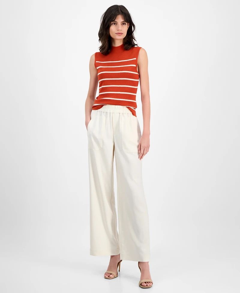T Tahari Women's Pull-On High-Rise Wide-Leg Pants