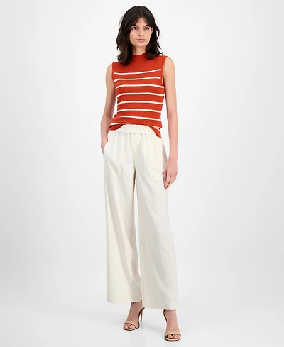 T Tahari Women's Pull-On High-Rise Wide-Leg Pants