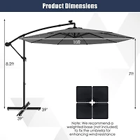 Gymax 10 Ft Solar Led 40 Lights Offset Umbrella Crank Cross Base Patio
