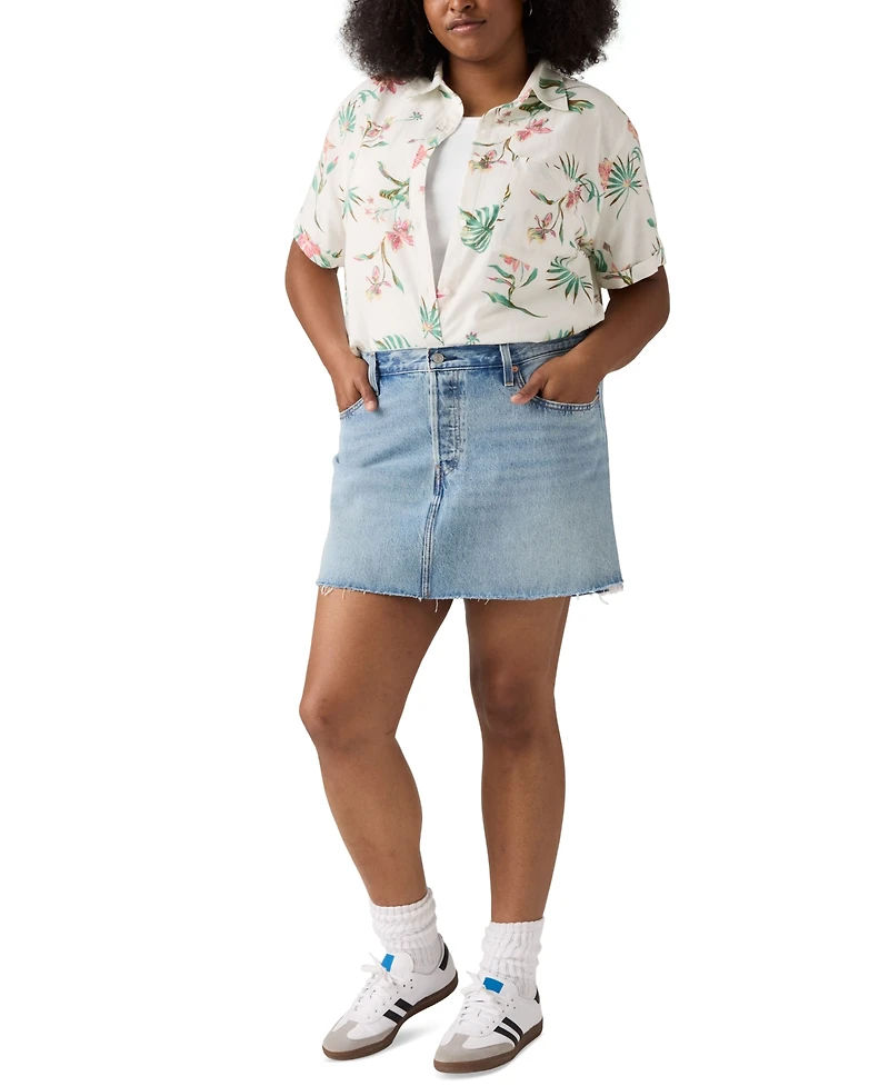 Levi's Plus Cotton Iconic 501 Mid-Rise Denim Skirt